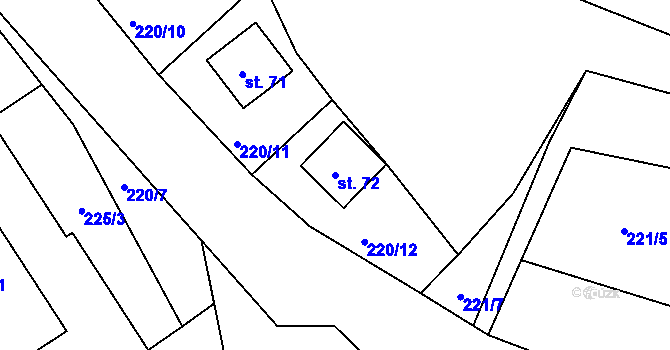 Parcela st. 72 v KÚ Újezd u Chanovic, Katastrální mapa