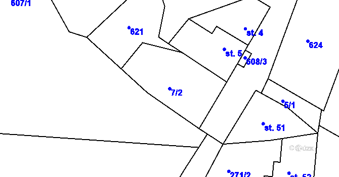 Parcela st. 7/2 v KÚ Újezd u Chanovic, Katastrální mapa