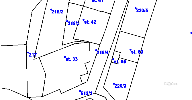 Parcela st. 218/4 v KÚ Újezd u Chanovic, Katastrální mapa