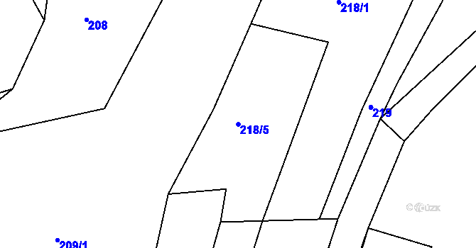 Parcela st. 218/5 v KÚ Újezd u Chanovic, Katastrální mapa