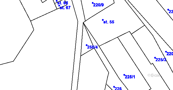 Parcela st. 256/4 v KÚ Újezd u Chanovic, Katastrální mapa