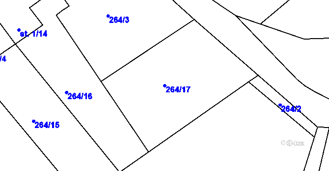 Parcela st. 264/17 v KÚ Újezd u Chanovic, Katastrální mapa