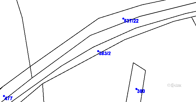 Parcela st. 383/2 v KÚ Újezd u Chanovic, Katastrální mapa