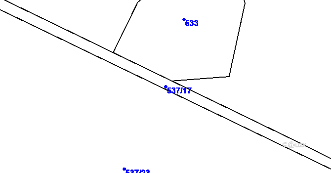 Parcela st. 537/17 v KÚ Újezd u Chanovic, Katastrální mapa
