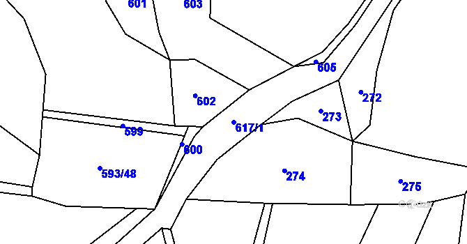 Parcela st. 617/1 v KÚ Újezd u Chanovic, Katastrální mapa