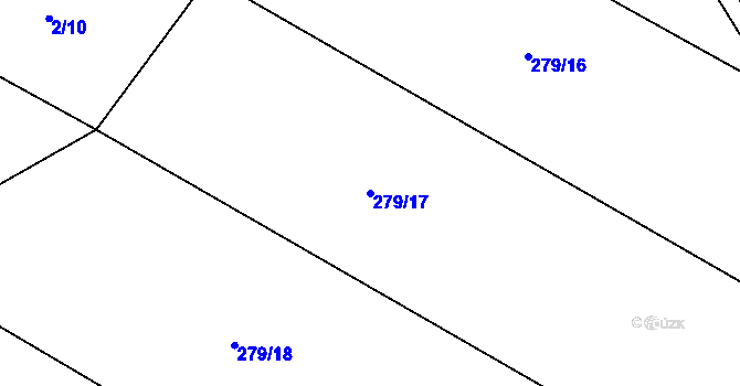 Parcela st. 279/17 v KÚ Újezd u Chanovic, Katastrální mapa