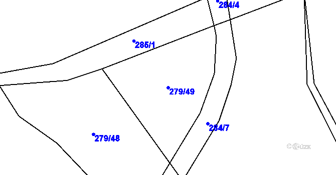 Parcela st. 279/49 v KÚ Újezd u Chanovic, Katastrální mapa