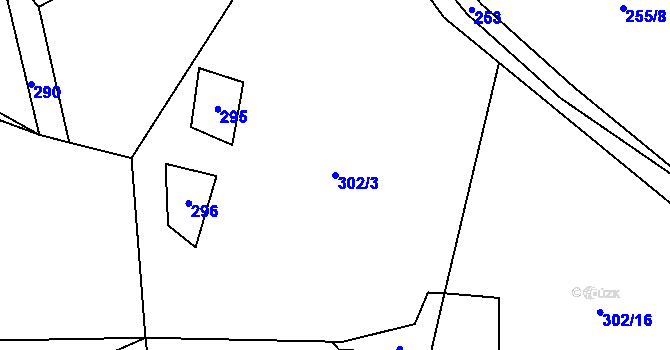 Parcela st. 302/3 v KÚ Újezd u Chanovic, Katastrální mapa