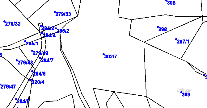 Parcela st. 302/7 v KÚ Újezd u Chanovic, Katastrální mapa