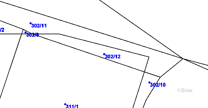 Parcela st. 302/12 v KÚ Újezd u Chanovic, Katastrální mapa