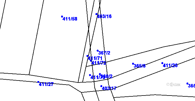 Parcela st. 367/2 v KÚ Újezd u Chanovic, Katastrální mapa