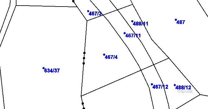 Parcela st. 467/4 v KÚ Újezd u Chanovic, Katastrální mapa