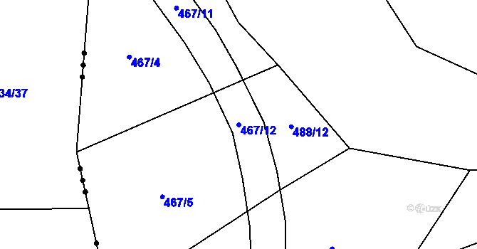 Parcela st. 467/12 v KÚ Újezd u Chanovic, Katastrální mapa