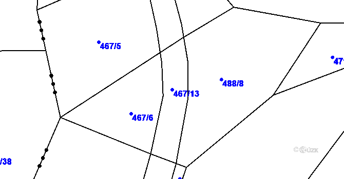 Parcela st. 467/13 v KÚ Újezd u Chanovic, Katastrální mapa