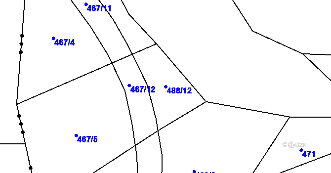 Parcela st. 488/12 v KÚ Újezd u Chanovic, Katastrální mapa