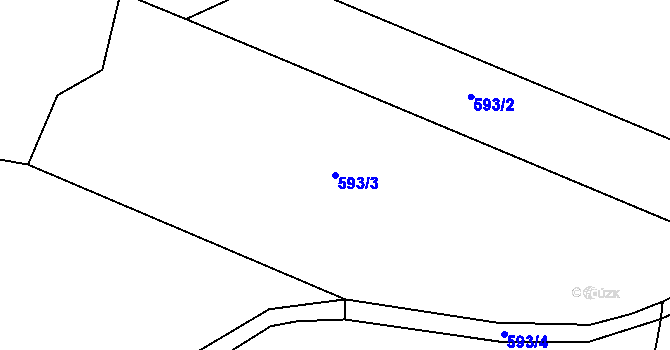 Parcela st. 593/3 v KÚ Újezd u Chanovic, Katastrální mapa