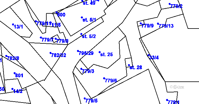 Parcela st. 25 v KÚ Dehtáře, Katastrální mapa
