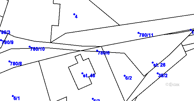 Parcela st. 780/6 v KÚ Dehtáře, Katastrální mapa