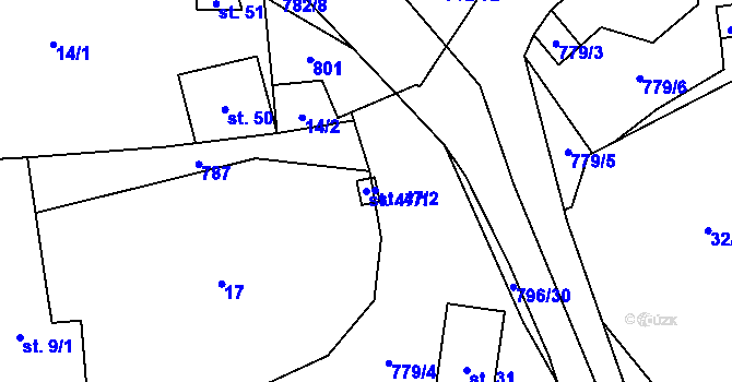 Parcela st. 47/1 v KÚ Dehtáře, Katastrální mapa