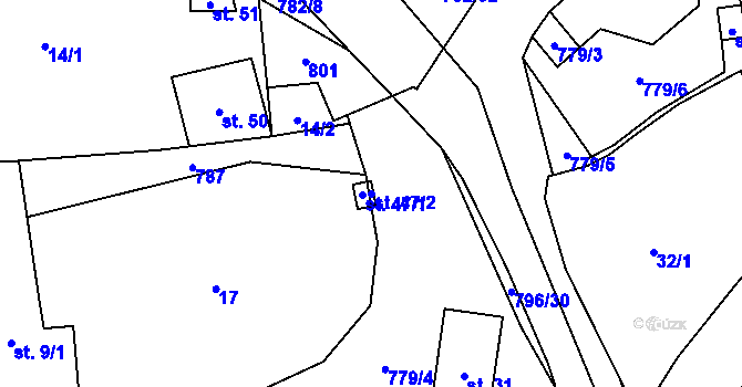 Parcela st. 47/2 v KÚ Dehtáře, Katastrální mapa