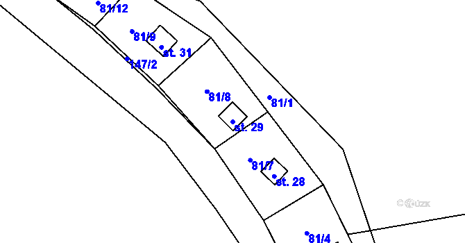Parcela st. 29 v KÚ Milotice, Katastrální mapa