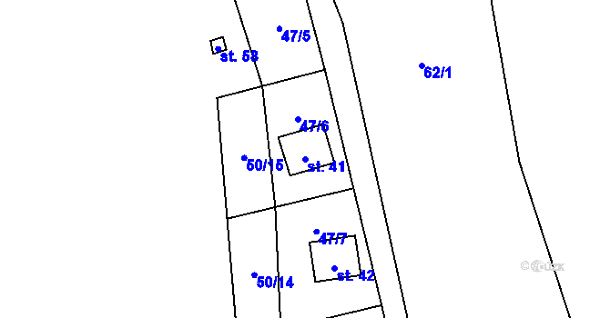 Parcela st. 41 v KÚ Milotice, Katastrální mapa