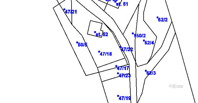 Parcela st. 47/18 v KÚ Milotice, Katastrální mapa