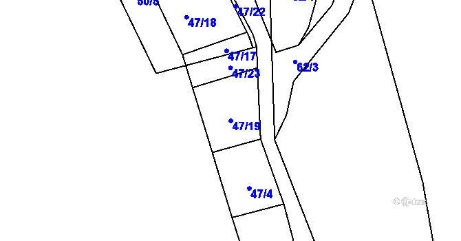 Parcela st. 47/19 v KÚ Milotice, Katastrální mapa