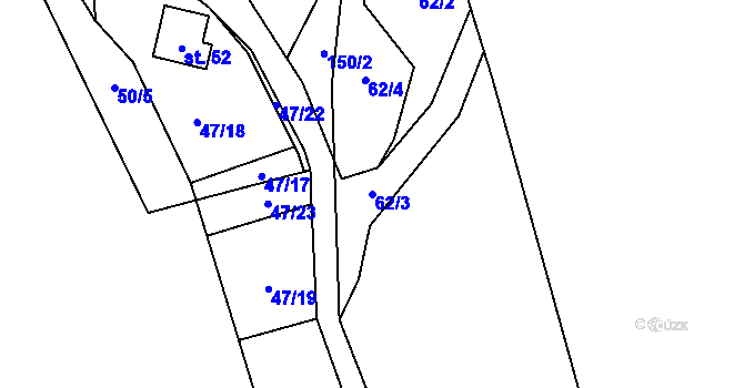 Parcela st. 62/3 v KÚ Milotice, Katastrální mapa