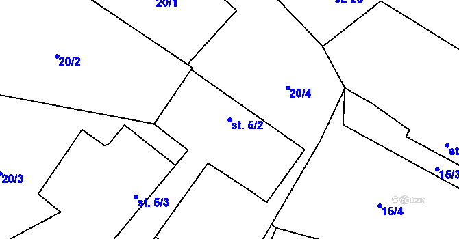 Parcela st. 5/2 v KÚ Onšovice u Dehtářů, Katastrální mapa
