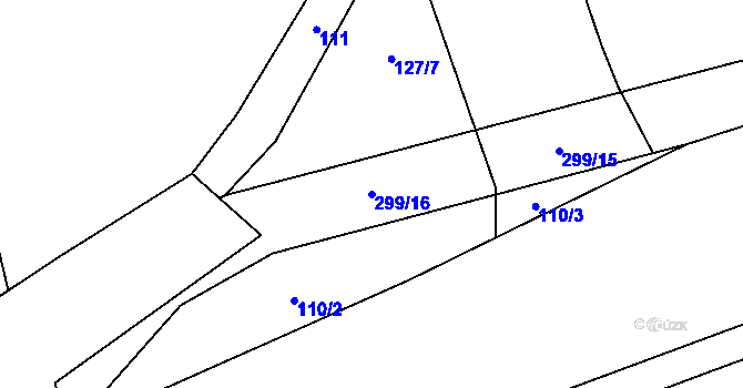 Parcela st. 299/16 v KÚ Onšovice u Dehtářů, Katastrální mapa