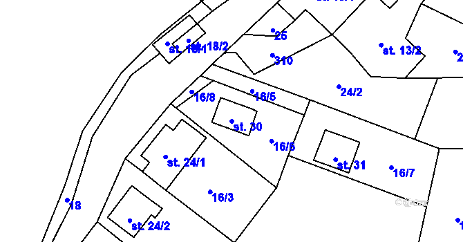 Parcela st. 30 v KÚ Vadčice, Katastrální mapa