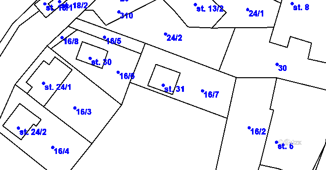 Parcela st. 31 v KÚ Vadčice, Katastrální mapa