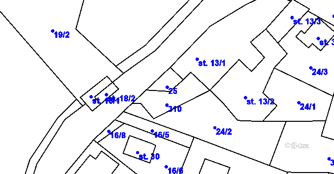 Parcela st. 25 v KÚ Vadčice, Katastrální mapa