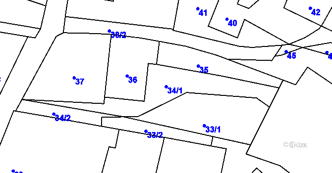 Parcela st. 34/1 v KÚ Děhylov, Katastrální mapa