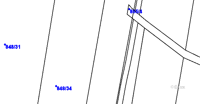 Parcela st. 865/3 v KÚ Děhylov, Katastrální mapa