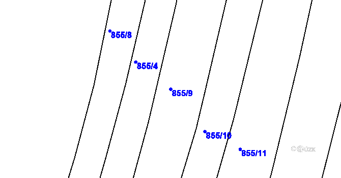 Parcela st. 855/9 v KÚ Děhylov, Katastrální mapa