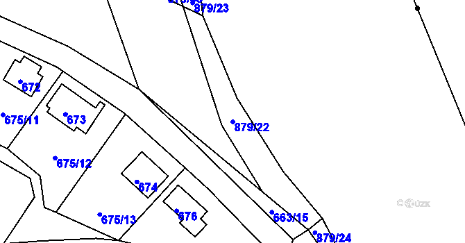 Parcela st. 879/22 v KÚ Děhylov, Katastrální mapa