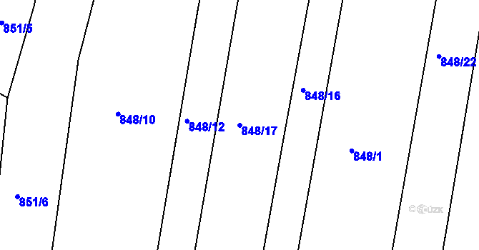 Parcela st. 848/17 v KÚ Děhylov, Katastrální mapa