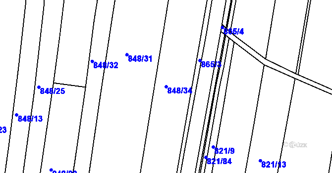 Parcela st. 848/34 v KÚ Děhylov, Katastrální mapa