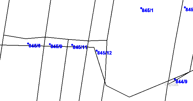 Parcela st. 845/12 v KÚ Děhylov, Katastrální mapa
