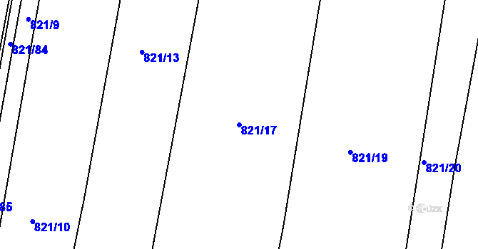 Parcela st. 821/17 v KÚ Děhylov, Katastrální mapa