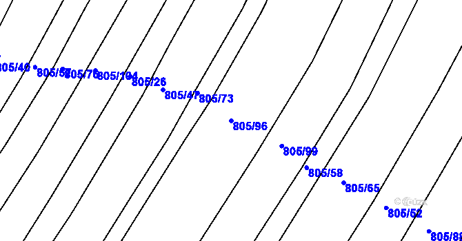 Parcela st. 805/96 v KÚ Děhylov, Katastrální mapa
