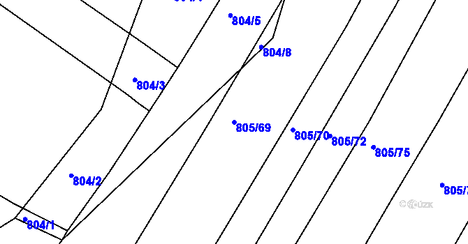 Parcela st. 805/69 v KÚ Děhylov, Katastrální mapa