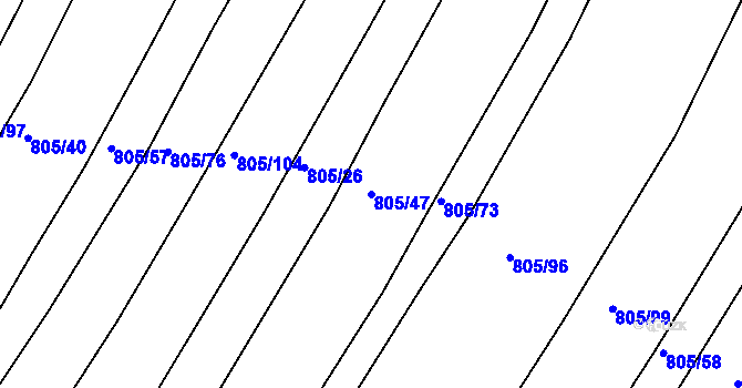 Parcela st. 805/47 v KÚ Děhylov, Katastrální mapa