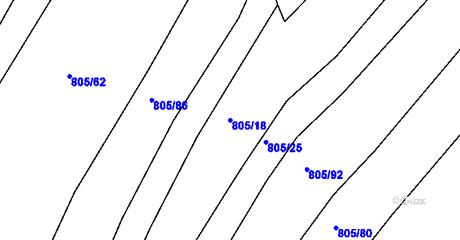 Parcela st. 805/18 v KÚ Děhylov, Katastrální mapa