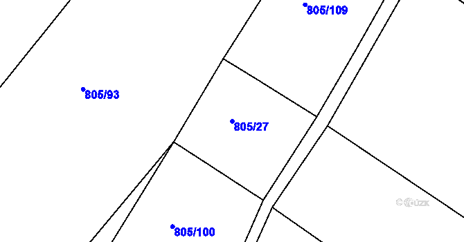 Parcela st. 805/27 v KÚ Děhylov, Katastrální mapa