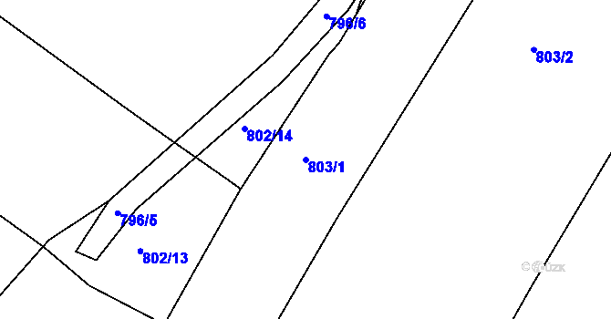 Parcela st. 803/1 v KÚ Děhylov, Katastrální mapa