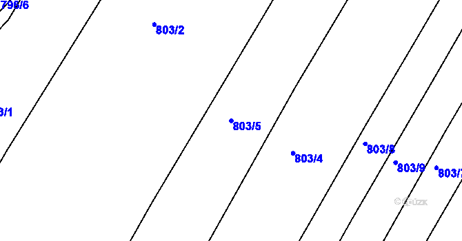 Parcela st. 803/5 v KÚ Děhylov, Katastrální mapa