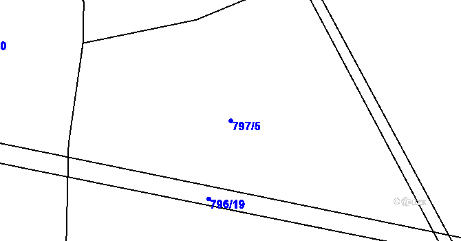Parcela st. 797/5 v KÚ Děhylov, Katastrální mapa